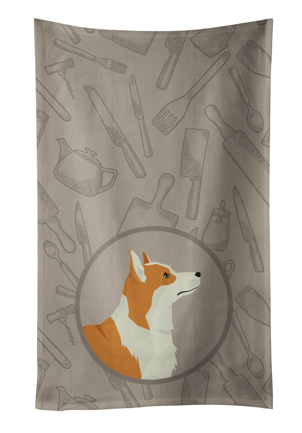 Pembroke Corgi In the Kitchen Kitchen Towel Velour Plush Front and Cotton Loop Back Machine Washable
