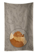 Pomeranian In the Kitchen Kitchen Towel Velour Plush Front and Cotton Loop Back Machine Washable