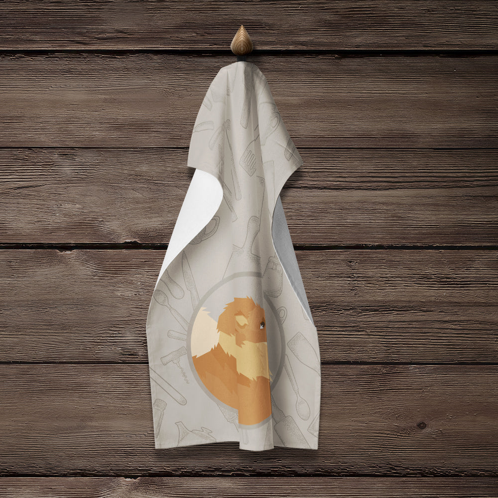 Pomeranian In the Kitchen Kitchen Towel Velour Plush Front and Cotton Loop Back Machine Washable