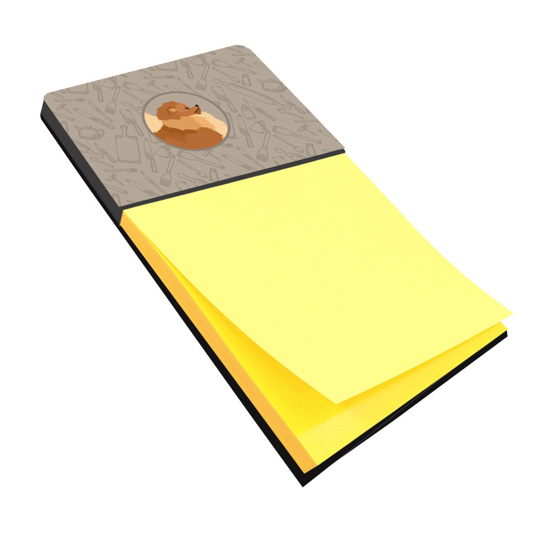 Pomeranian In the Kitchen Watercolor Sticky Note Holder Refillable Dispenser Desk Accessory 3x3 Pad Gift