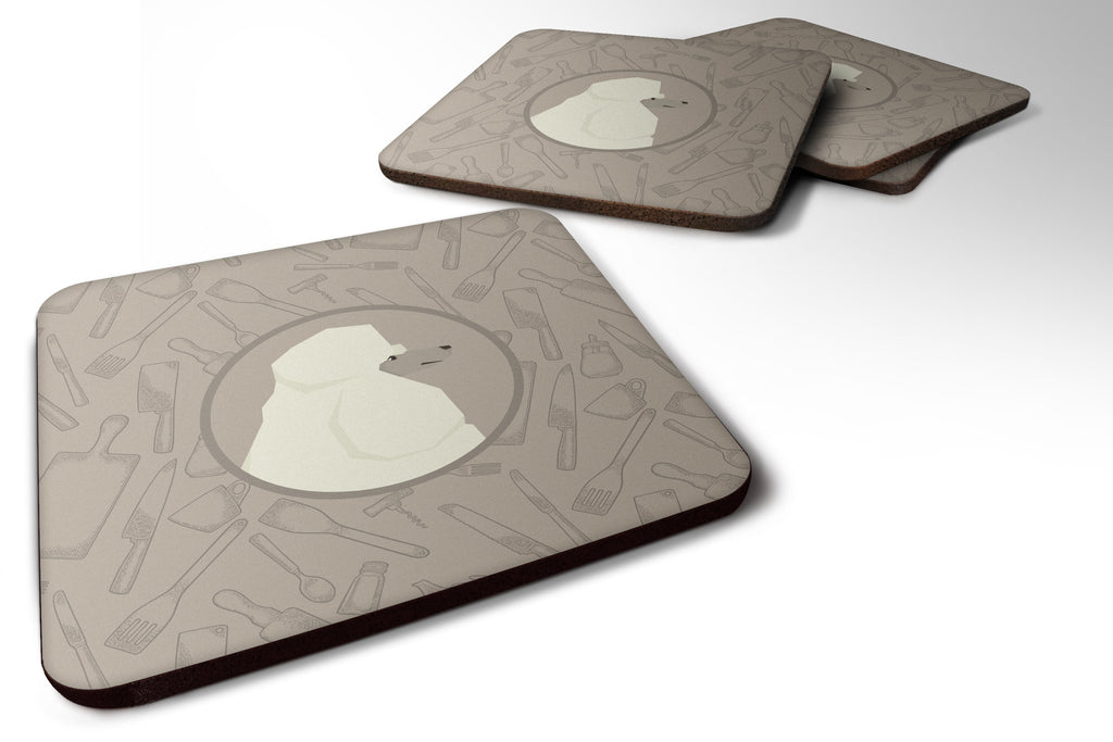 Poodle In the Kitchen Foam Coasters Set of 4 Cup Coasters for Indoor Outdoor, Tabletop Protection, Anti Slip, Mouse pad Material