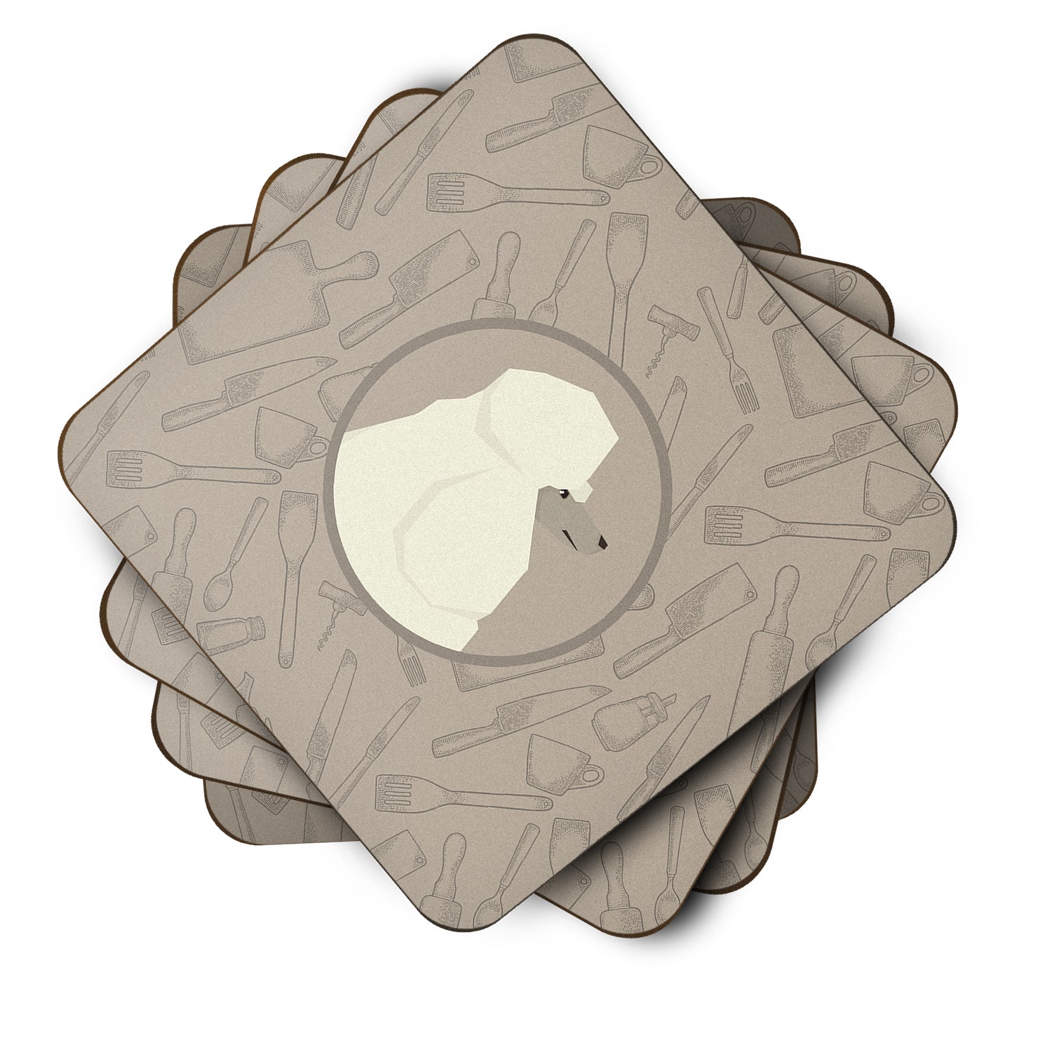 Poodle In the Kitchen Foam Coasters Set of 4 Cup Coasters for Indoor Outdoor, Tabletop Protection, Anti Slip, Mouse pad Material