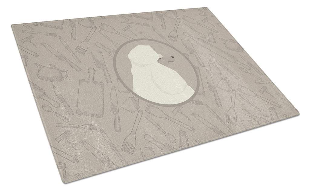 Poodle In the Kitchen Cutting Board Tempered Glass Kitchen Cutting Surface, Heat Resistant Chopping, Non-Slip Feet, Food Prep & Serving