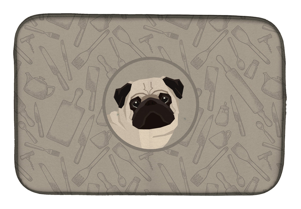 Pug In the Kitchen Dish Drying Mat Absorbent Dish Drying Mat Pad for Kitchen Counter Dish Drainer Mat for Countertop, 14 x 21", Multicolor