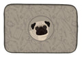 Pug In the Kitchen Dish Drying Mat Absorbent Dish Drying Mat Pad for Kitchen Counter Dish Drainer Mat for Countertop, 14 x 21", Multicolor