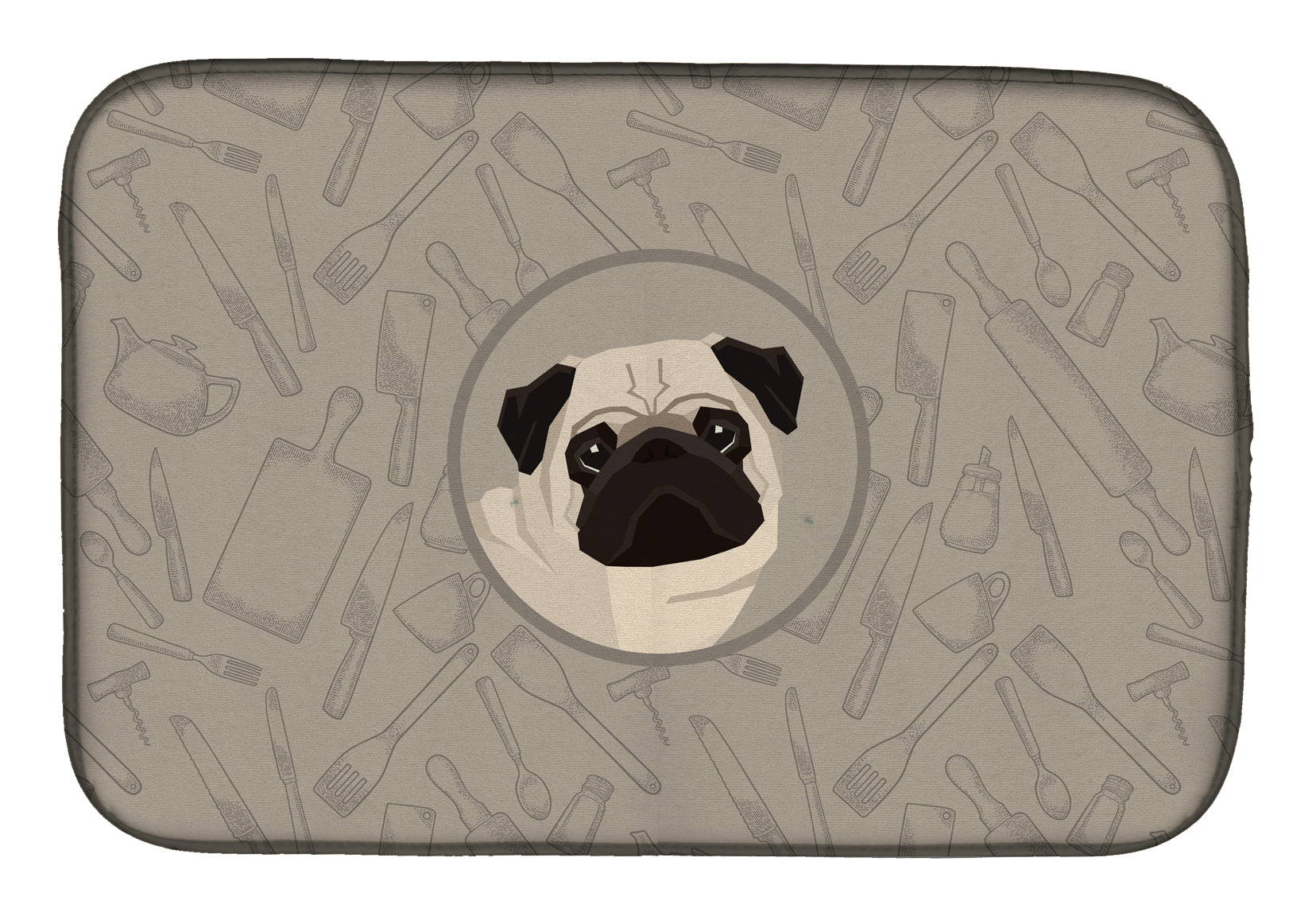 Pug In the Kitchen Dish Drying Mat Absorbent Dish Drying Mat Pad for Kitchen Counter Dish Drainer Mat for Countertop, 14 x 21", Multicolor
