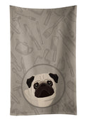 Pug In the Kitchen Kitchen Towel Velour Plush Front and Cotton Loop Back Machine Washable