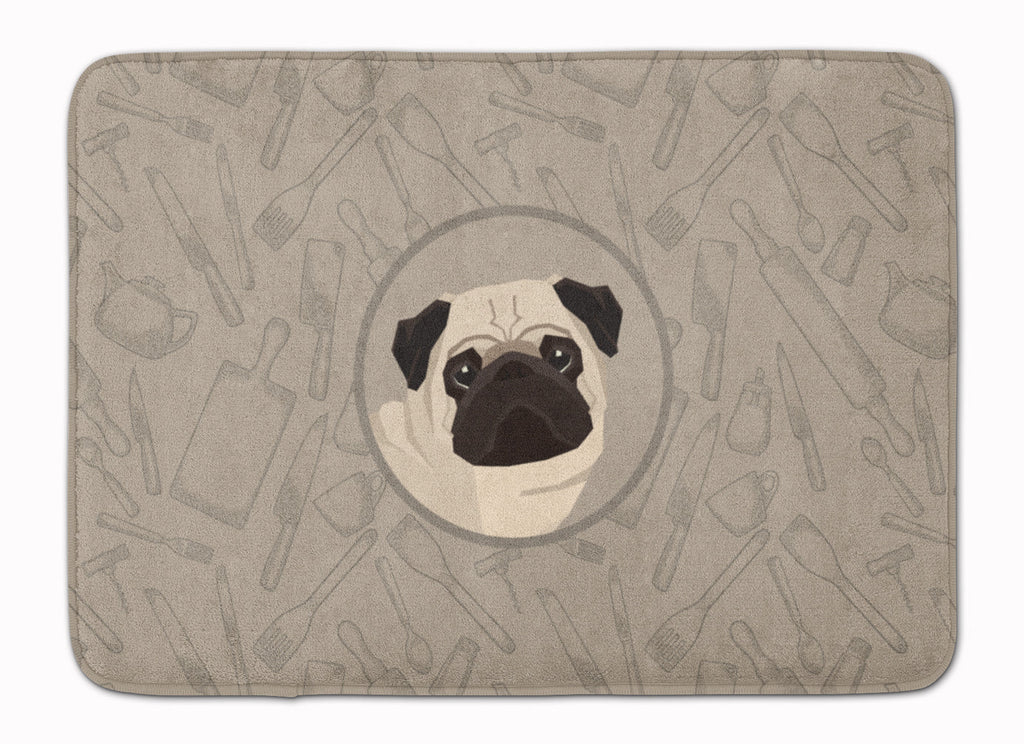 Pug In the Kitchen Memory Foam Kitchen Mat Machine Washable Anti-Fatigue Cushion Comfort Bath or Kitchen Rug