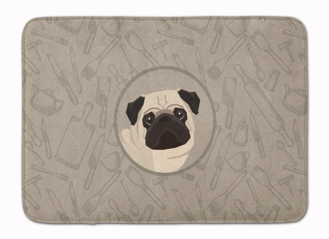 Pug In the Kitchen Memory Foam Kitchen Mat Machine Washable Anti-Fatigue Cushion Comfort Bath or Kitchen Rug
