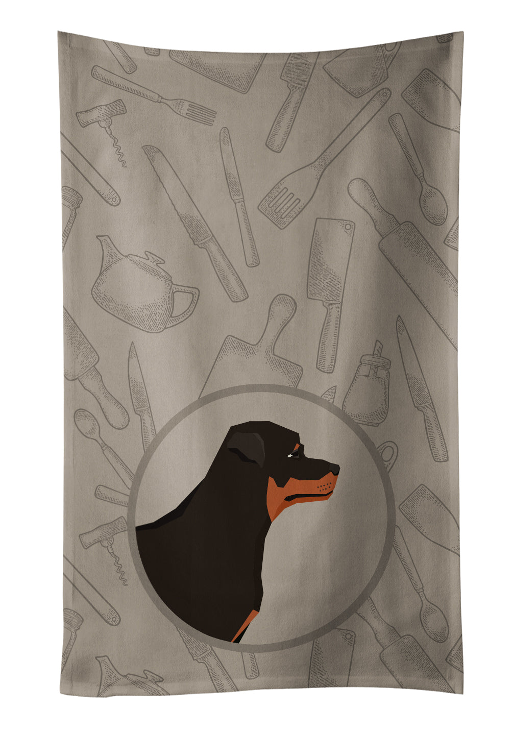 Rottweiler In the Kitchen Kitchen Towel Velour Plush Front and Cotton Loop Back Machine Washable