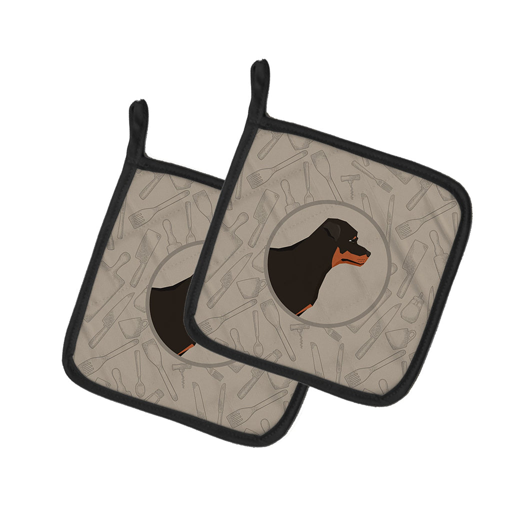 Rottweiler In the Kitchen Pot Holder Set of 2 Heat Resistant Quilted Hot Pads 7.5 x 7.5 Inch, Insulated Kitchen Trivets for Cooking & Baking