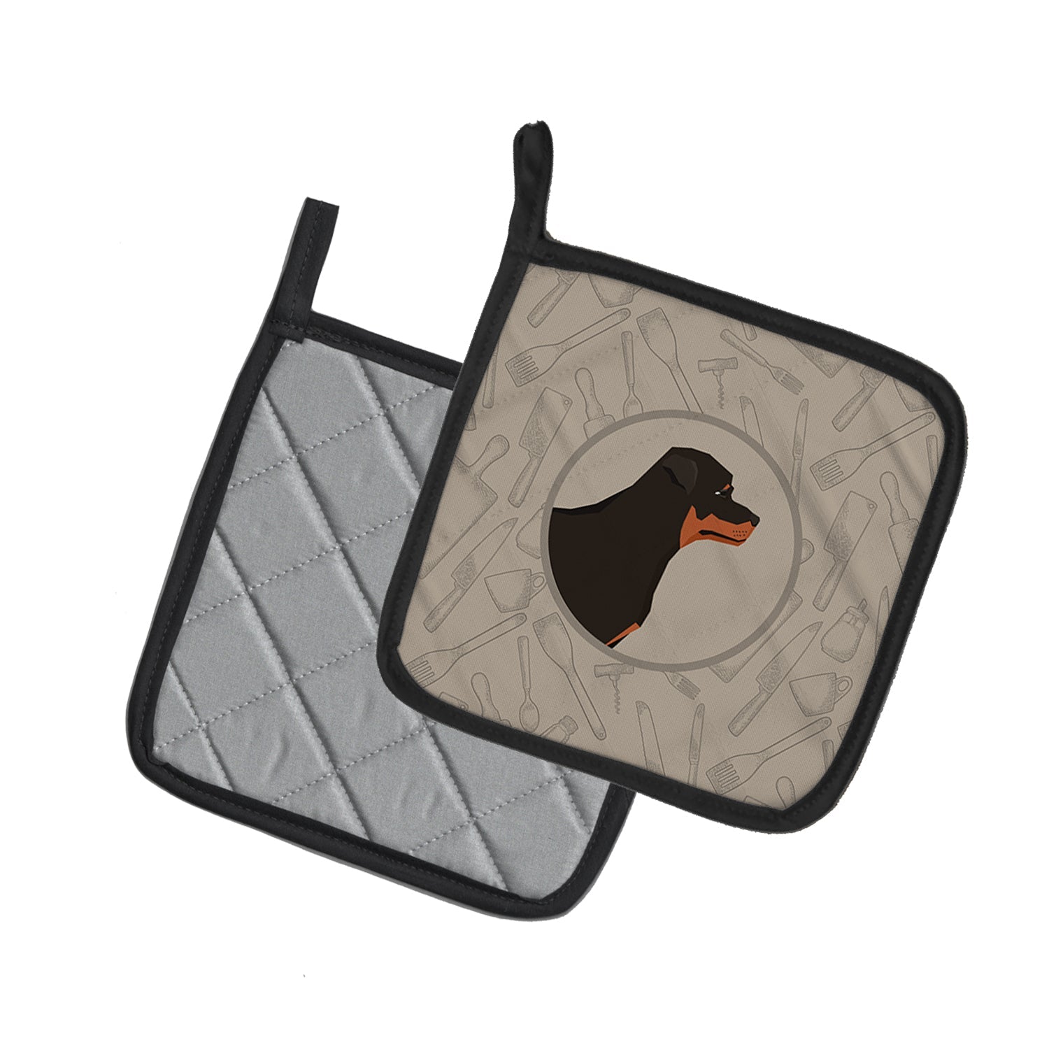 Rottweiler In the Kitchen Pot Holder Set of 2 Heat Resistant Quilted Hot Pads 7.5 x 7.5 Inch, Insulated Kitchen Trivets for Cooking & Baking