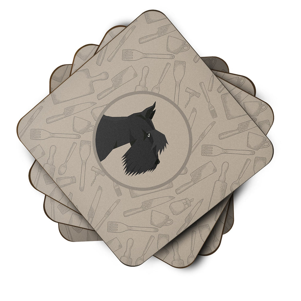Scottish Terrier In the Kitchen Foam Coasters Set of 4 Cup Coasters for Indoor Outdoor, Tabletop Protection, Anti Slip, Mouse pad Material