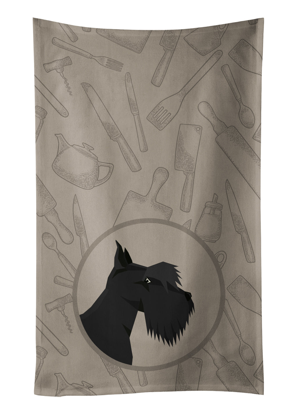 Scottish Terrier In the Kitchen Kitchen Towel Velour Plush Front and Cotton Loop Back Machine Washable