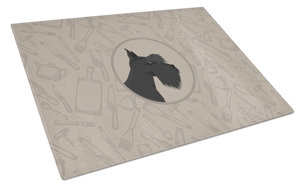 Scottish Terrier In the Kitchen Cutting Board Tempered Glass Kitchen Cutting Surface, Heat Resistant Chopping, Non-Slip Feet, Food Prep & Serving