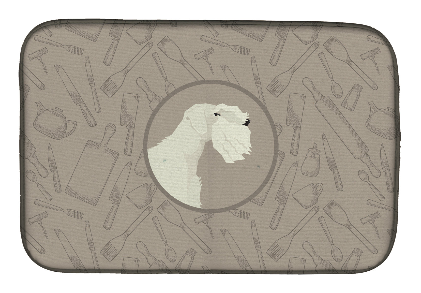 Sealyham Terrier In the Kitchen Dish Drying Mat Absorbent Dish Drying Mat Pad for Kitchen Counter Dish Drainer Mat for Countertop, 14 x 21", Multicolor