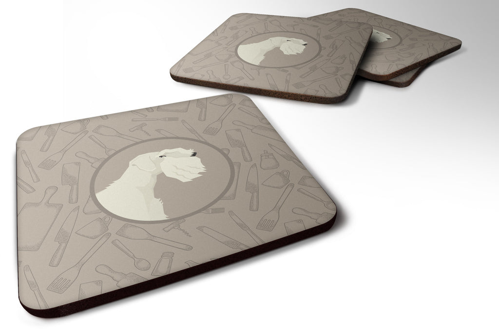 Sealyham Terrier In the Kitchen Foam Coasters Set of 4 Cup Coasters for Indoor Outdoor, Tabletop Protection, Anti Slip, Mouse pad Material