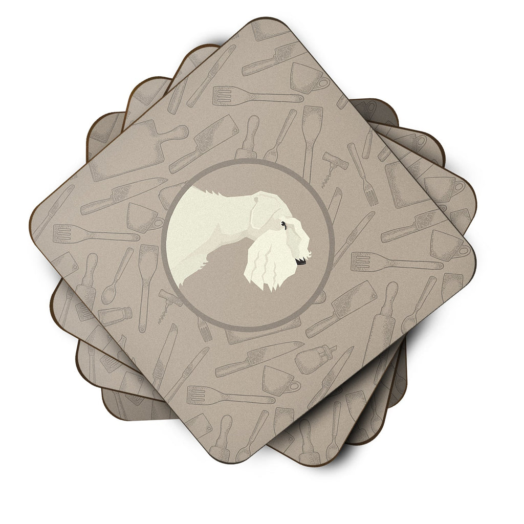 Sealyham Terrier In the Kitchen Foam Coasters Set of 4 Cup Coasters for Indoor Outdoor, Tabletop Protection, Anti Slip, Mouse pad Material