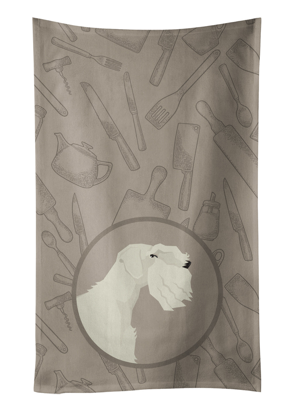 Sealyham Terrier In the Kitchen Kitchen Towel Velour Plush Front and Cotton Loop Back Machine Washable