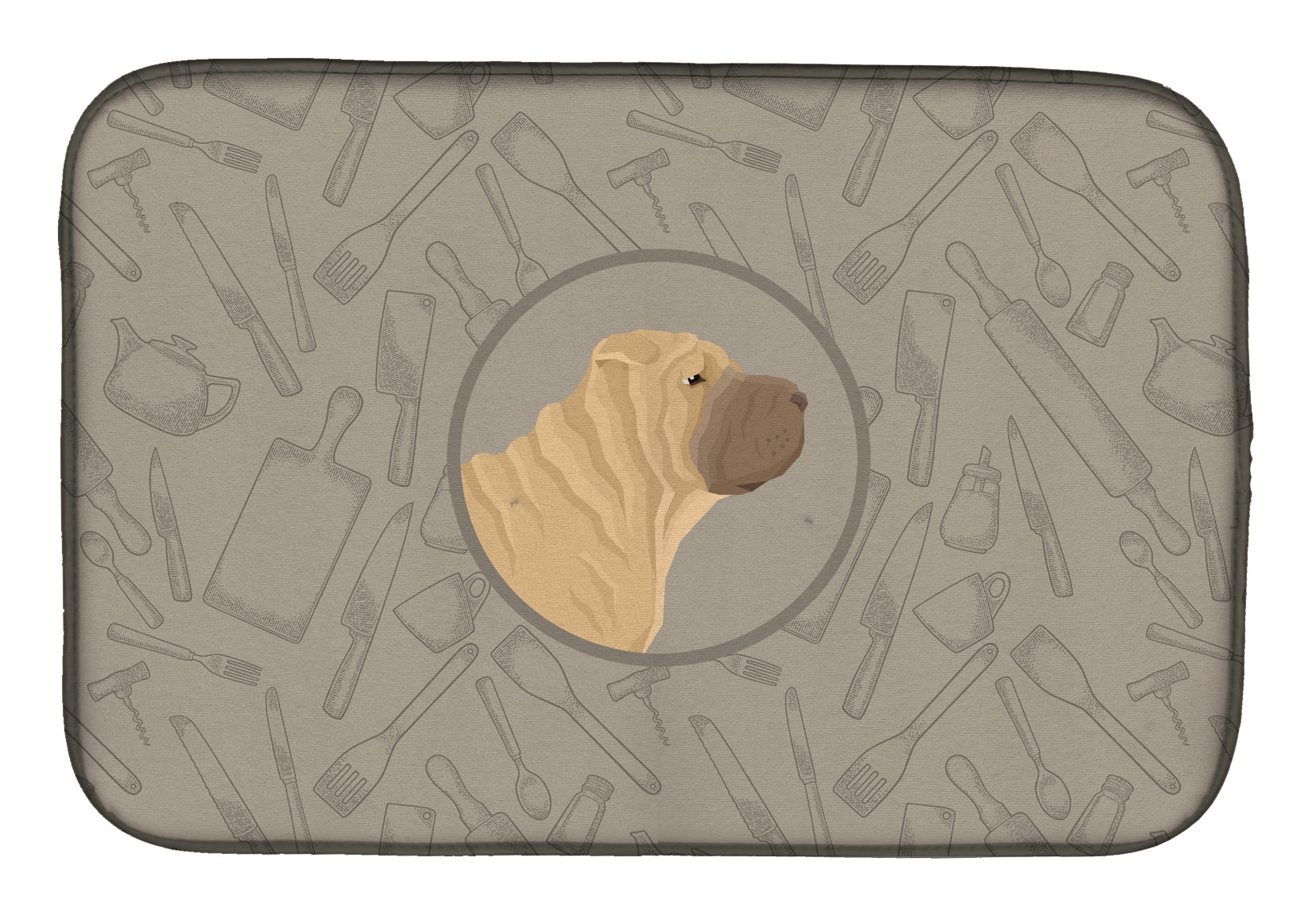 Shar Pei In the Kitchen Dish Drying Mat Absorbent Dish Drying Mat Pad for Kitchen Counter Dish Drainer Mat for Countertop, 14 x 21", Multicolor