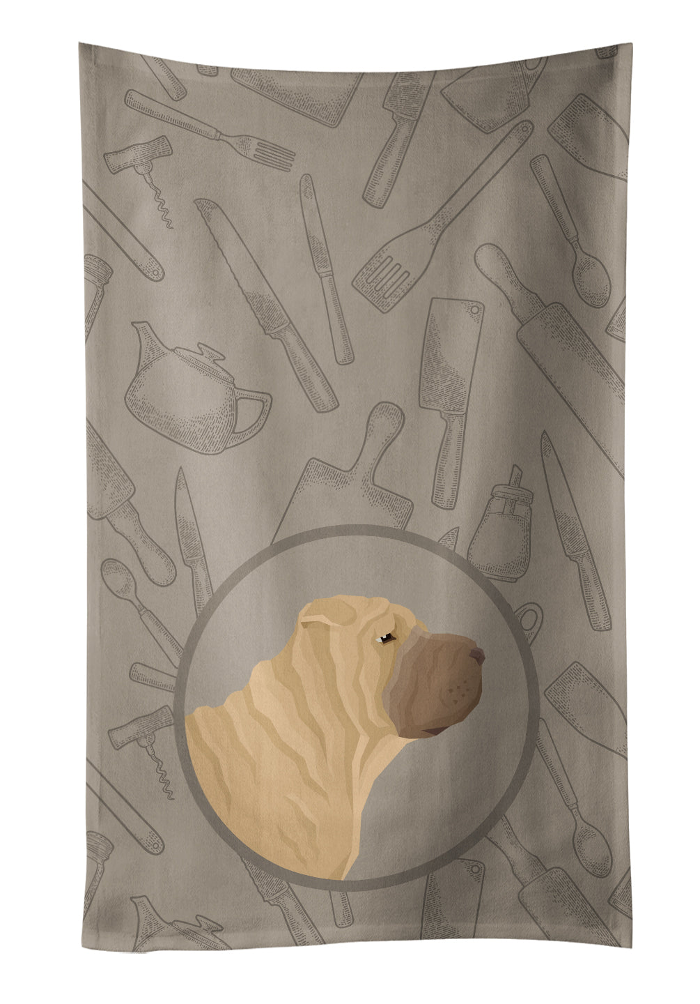 Shar Pei In the Kitchen Kitchen Towel Velour Plush Front and Cotton Loop Back Machine Washable