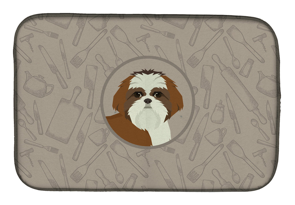 Shih Tzu In the Kitchen Dish Drying Mat Absorbent Dish Drying Mat Pad for Kitchen Counter Dish Drainer Mat for Countertop, 14 x 21", Multicolor