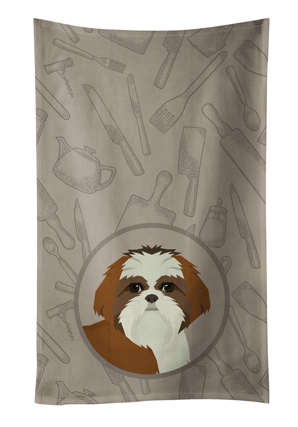 Shih Tzu In the Kitchen Kitchen Towel Velour Plush Front and Cotton Loop Back Machine Washable