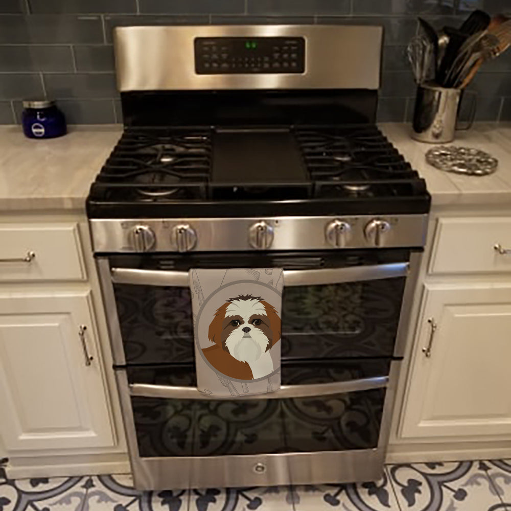 Shih Tzu In the Kitchen Kitchen Towel Velour Plush Front and Cotton Loop Back Machine Washable