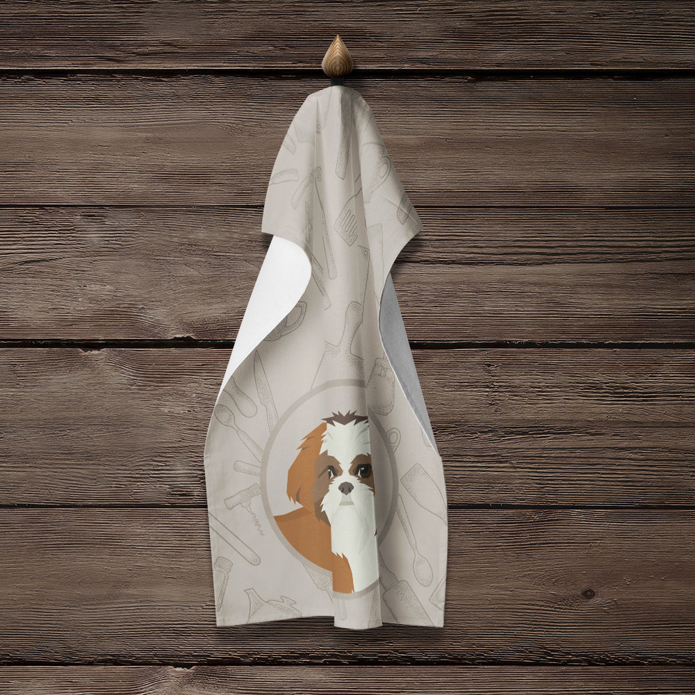 Shih Tzu In the Kitchen Kitchen Towel Velour Plush Front and Cotton Loop Back Machine Washable