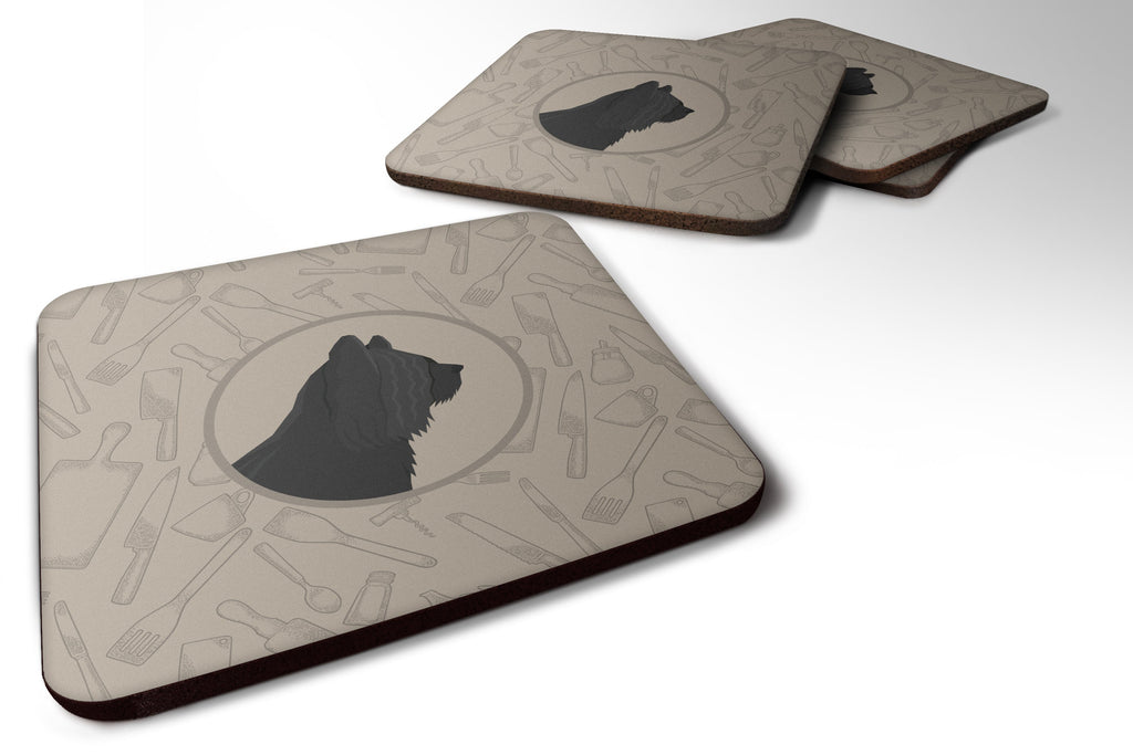 Skye Terrier In the Kitchen Foam Coasters Set of 4 Cup Coasters for Indoor Outdoor, Tabletop Protection, Anti Slip, Mouse pad Material
