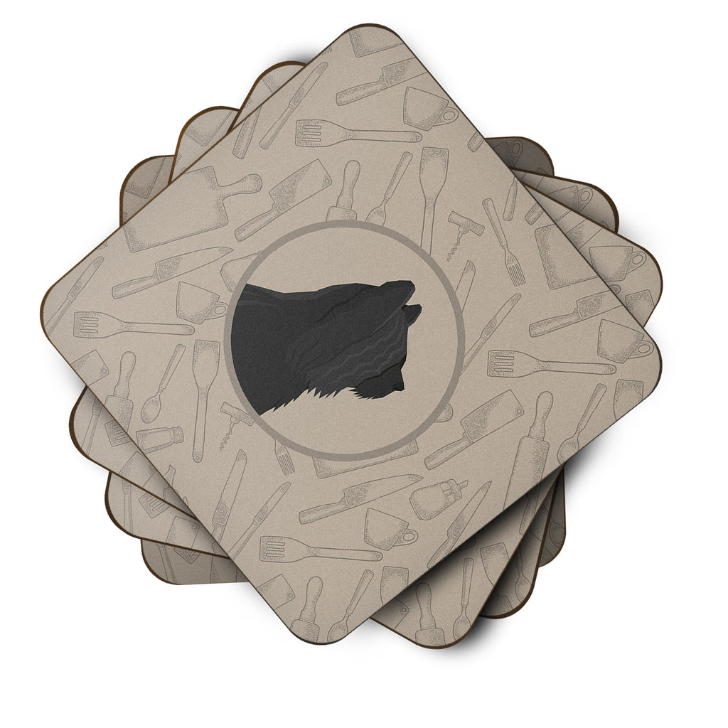 Skye Terrier In the Kitchen Foam Coasters Set of 4 Cup Coasters for Indoor Outdoor, Tabletop Protection, Anti Slip, Mouse pad Material