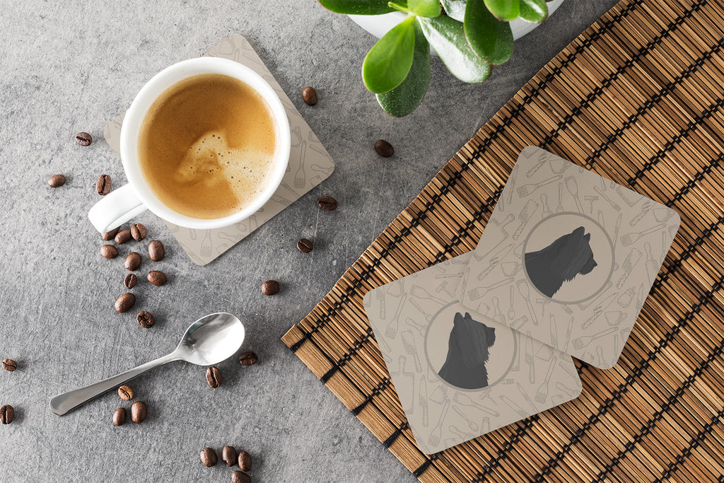 Skye Terrier In the Kitchen Foam Coasters Set of 4 Cup Coasters for Indoor Outdoor, Tabletop Protection, Anti Slip, Mouse pad Material
