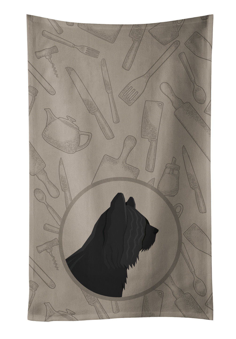 Skye Terrier In the Kitchen Kitchen Towel Velour Plush Front and Cotton Loop Back Machine Washable
