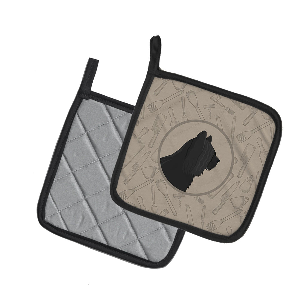 Skye Terrier In the Kitchen Pot Holder Set of 2 Heat Resistant Quilted Hot Pads 7.5 x 7.5 Inch, Insulated Kitchen Trivets for Cooking & Baking