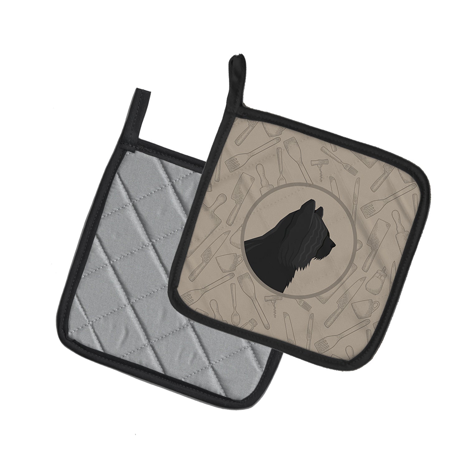 Skye Terrier In the Kitchen Pot Holder Set of 2 Heat Resistant Quilted Hot Pads 7.5 x 7.5 Inch, Insulated Kitchen Trivets for Cooking & Baking