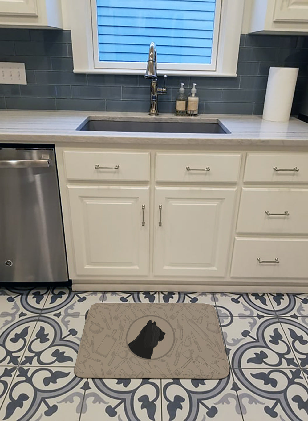 Skye Terrier In the Kitchen Memory Foam Kitchen Mat Machine Washable Anti-Fatigue Cushion Comfort Bath or Kitchen Rug