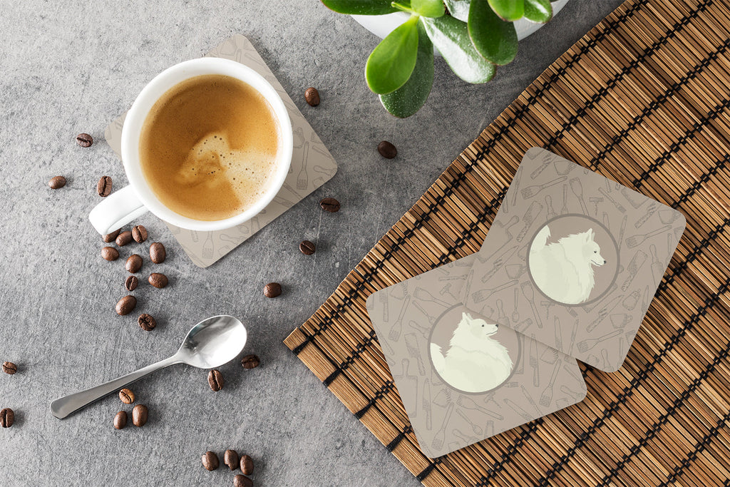 Spitz In the Kitchen Foam Coasters Set of 4 Cup Coasters for Indoor Outdoor, Tabletop Protection, Anti Slip, Mouse pad Material