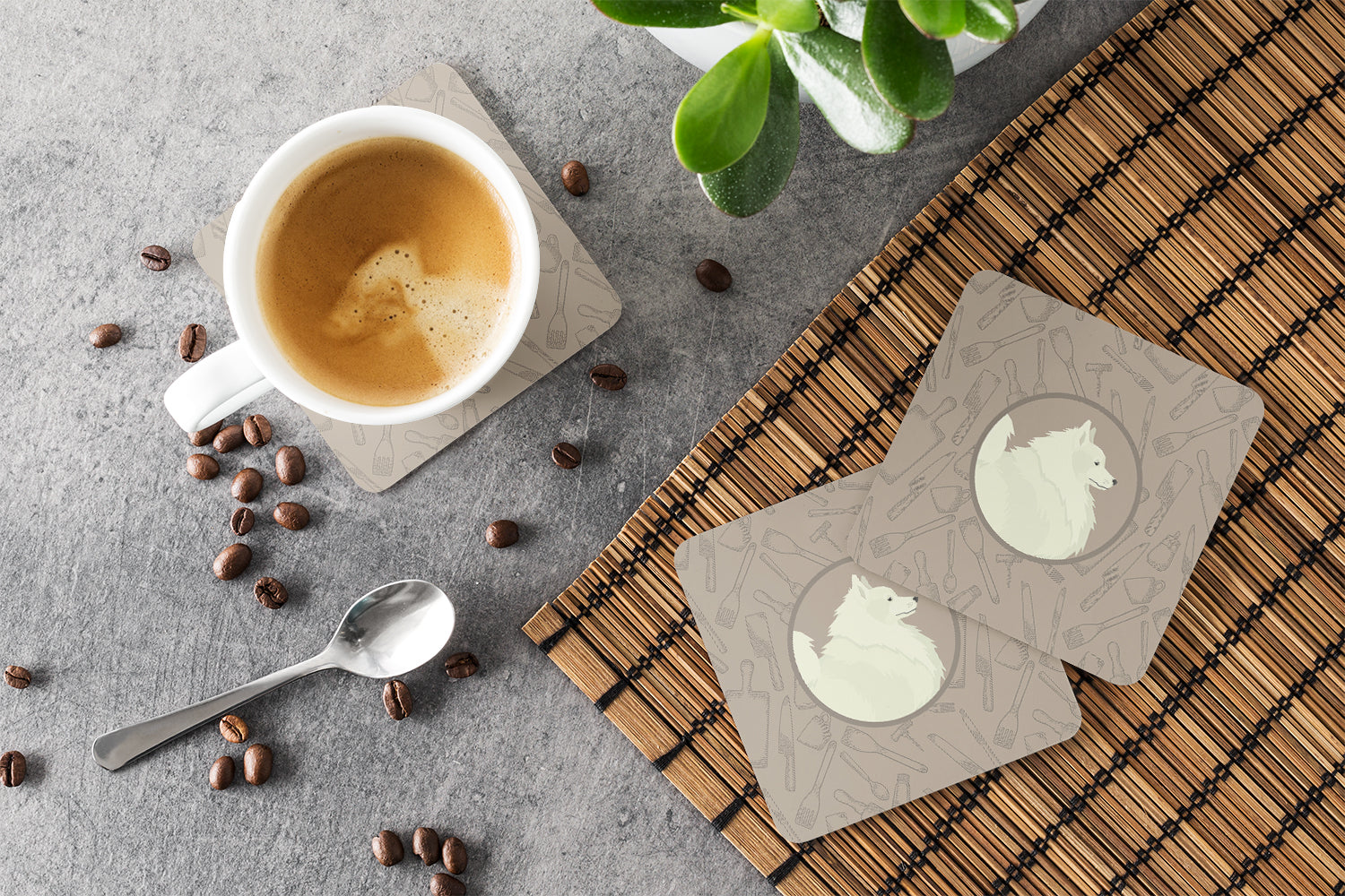 Spitz In the Kitchen Foam Coasters Set of 4 Cup Coasters for Indoor Outdoor, Tabletop Protection, Anti Slip, Mouse pad Material
