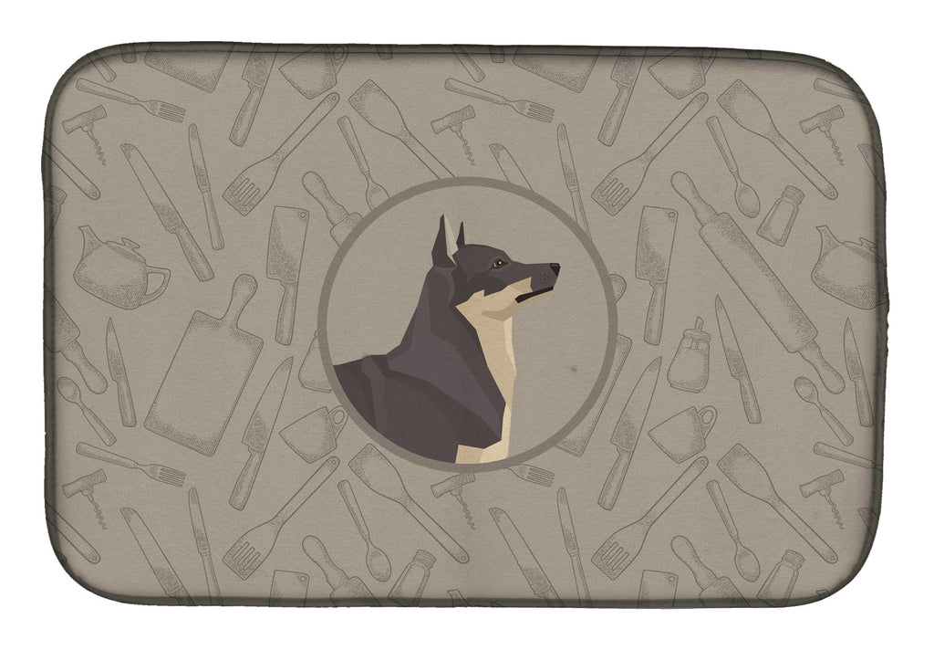 Swedish Vallhund In the Kitchen Dish Drying Mat Absorbent Dish Drying Mat Pad for Kitchen Counter Dish Drainer Mat for Countertop, 14 x 21", Multicolor
