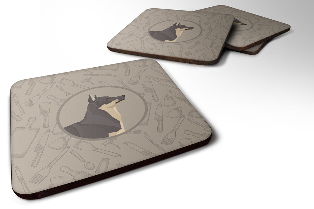 Swedish Vallhund In the Kitchen Foam Coasters Set of 4 Cup Coasters for Indoor Outdoor, Tabletop Protection, Anti Slip, Mouse pad Material