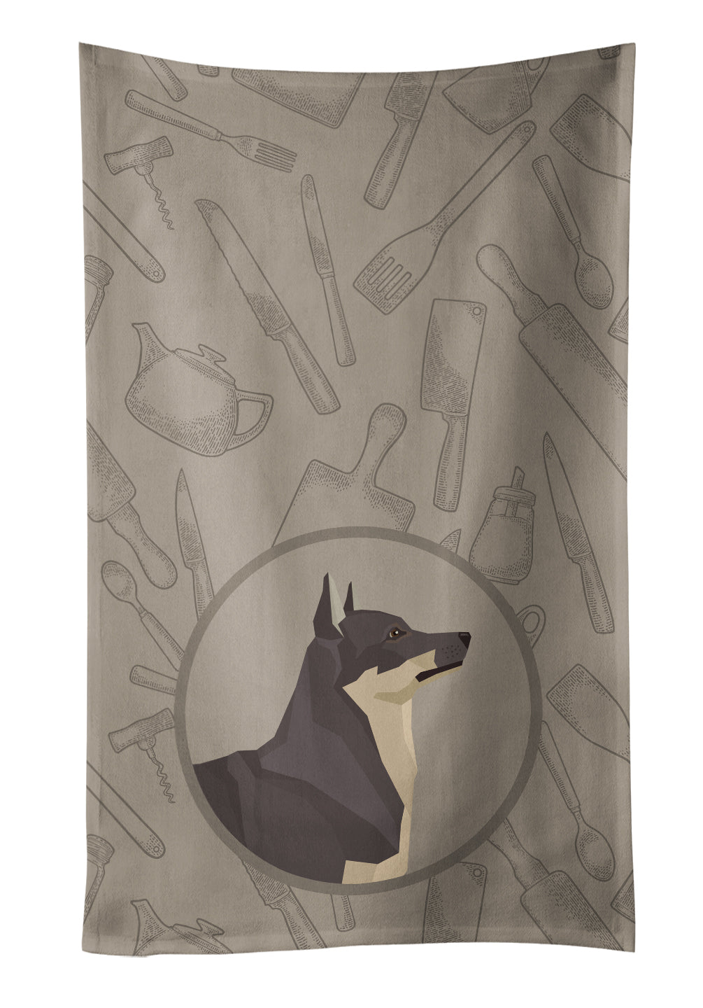 Swedish Vallhund In the Kitchen Kitchen Towel Velour Plush Front and Cotton Loop Back Machine Washable