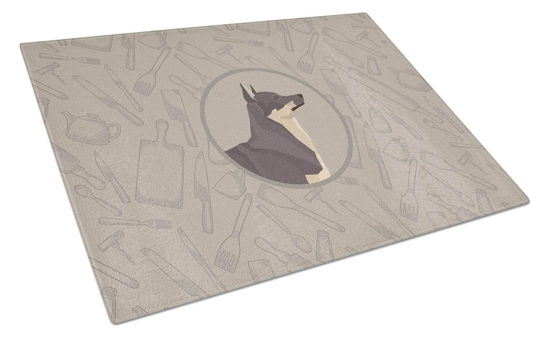 Swedish Vallhund In the Kitchen Cutting Board Tempered Glass Kitchen Cutting Surface, Heat Resistant Chopping, Non-Slip Feet, Food Prep & Serving