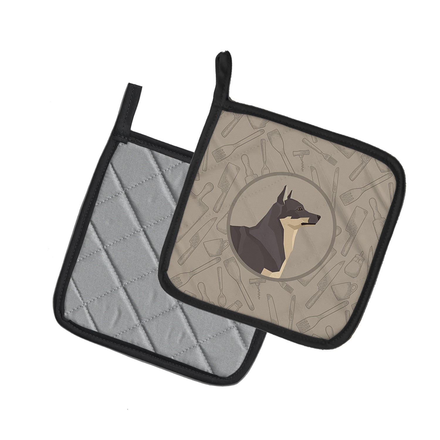 Swedish Vallhund In the Kitchen Pot Holder Set of 2 Heat Resistant Quilted Hot Pads 7.5 x 7.5 Inch, Insulated Kitchen Trivets for Cooking & Baking