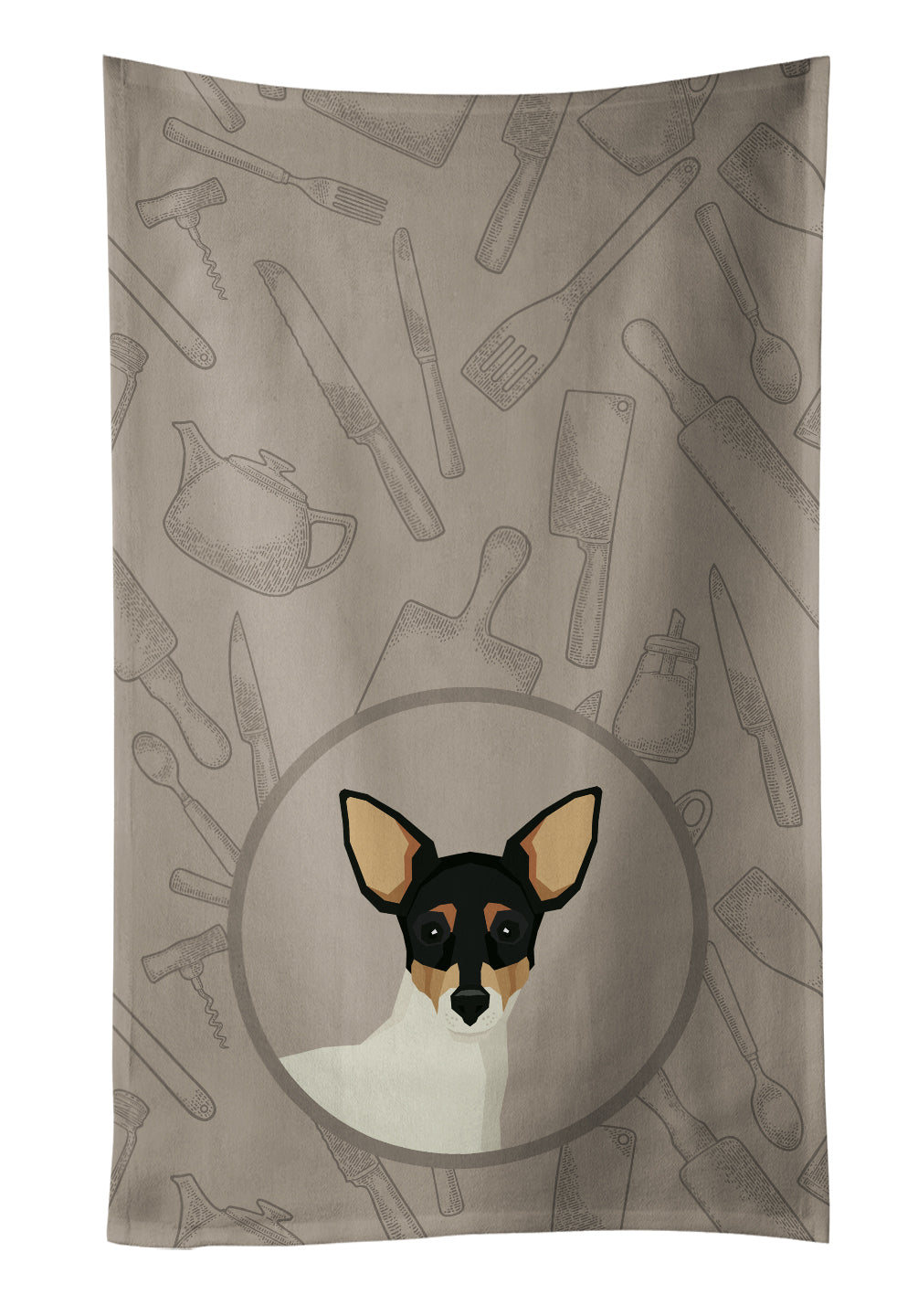 Toy Fox Terrier In the Kitchen Kitchen Towel Velour Plush Front and Cotton Loop Back Machine Washable