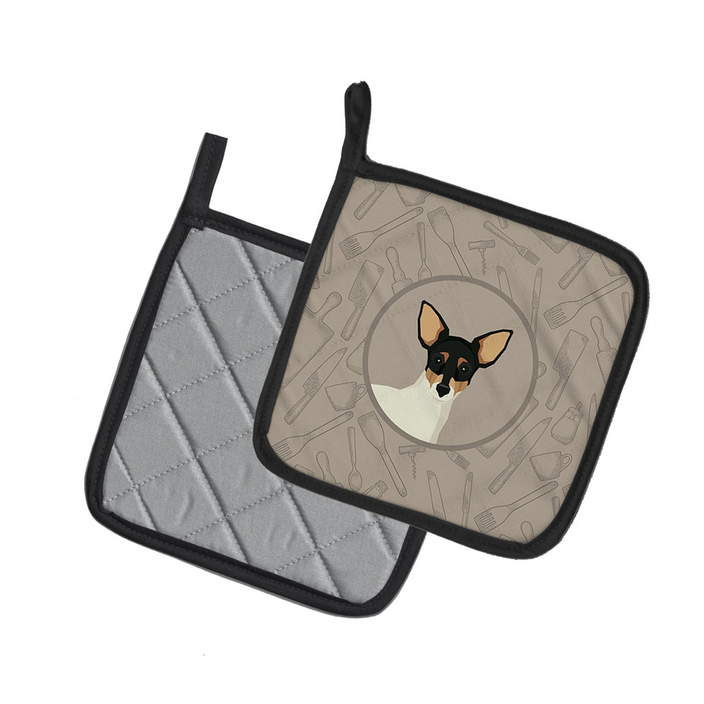 Toy Fox Terrier In the Kitchen Pot Holder Set of 2 Heat Resistant Quilted Hot Pads 7.5 x 7.5 Inch, Insulated Kitchen Trivets for Cooking & Baking