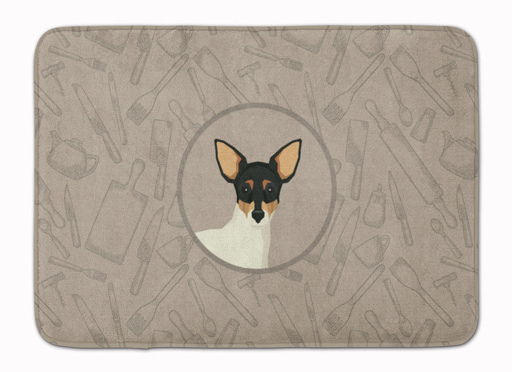 Toy Fox Terrier In the Kitchen Memory Foam Kitchen Mat Machine Washable Anti-Fatigue Cushion Comfort Bath or Kitchen Rug