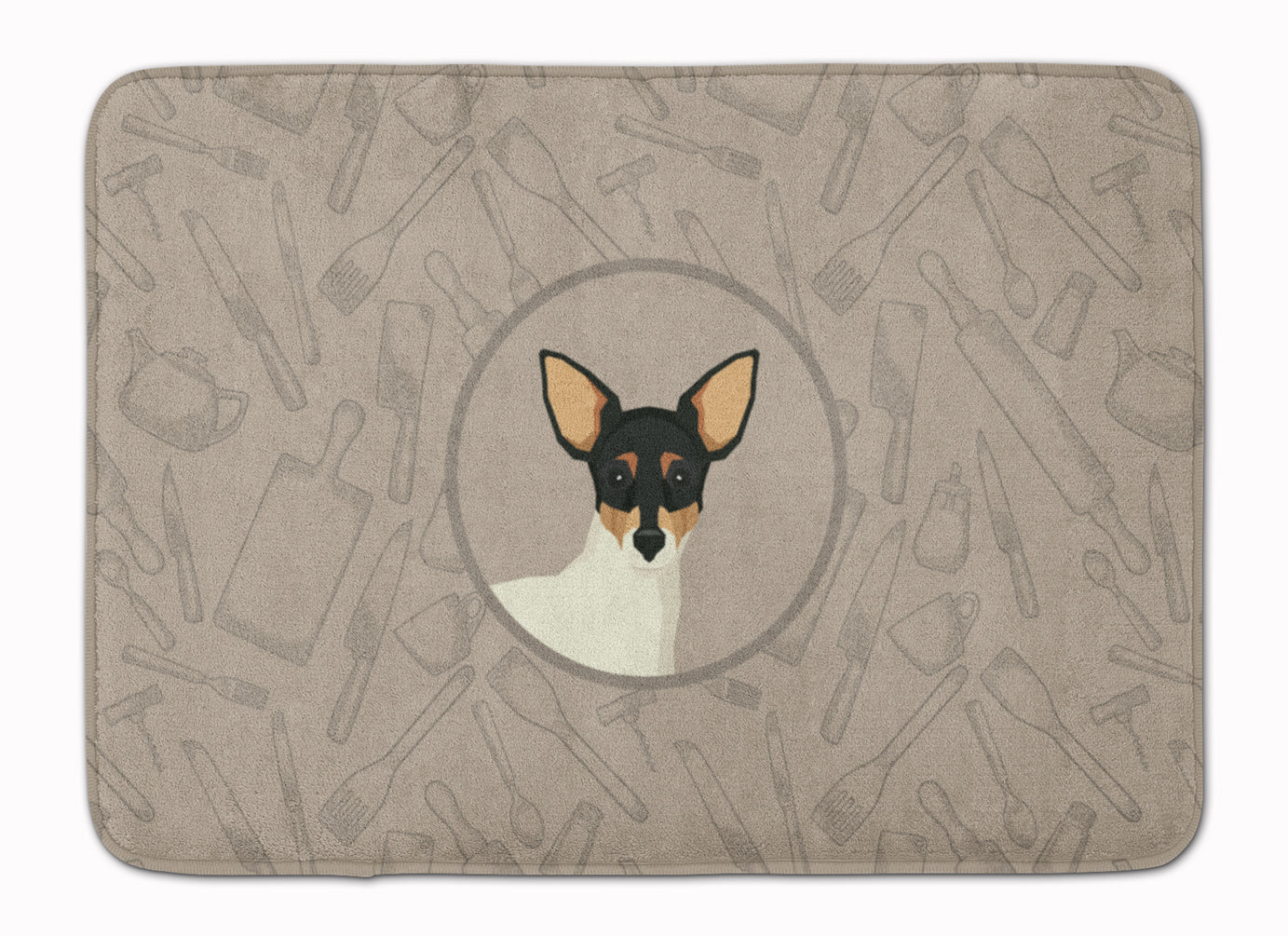 Toy Fox Terrier In the Kitchen Memory Foam Kitchen Mat Machine Washable Anti-Fatigue Cushion Comfort Bath or Kitchen Rug