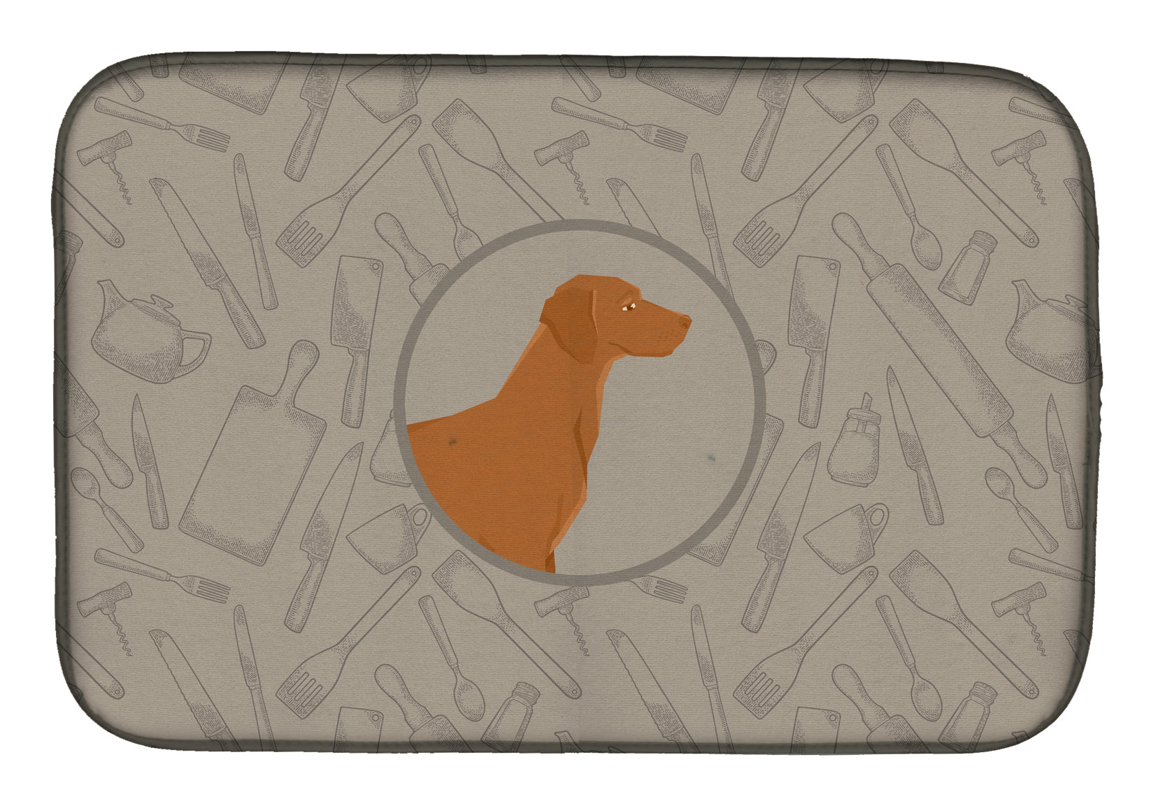 Vizsla In the Kitchen Dish Drying Mat Absorbent Dish Drying Mat Pad for Kitchen Counter Dish Drainer Mat for Countertop, 14 x 21", Multicolor