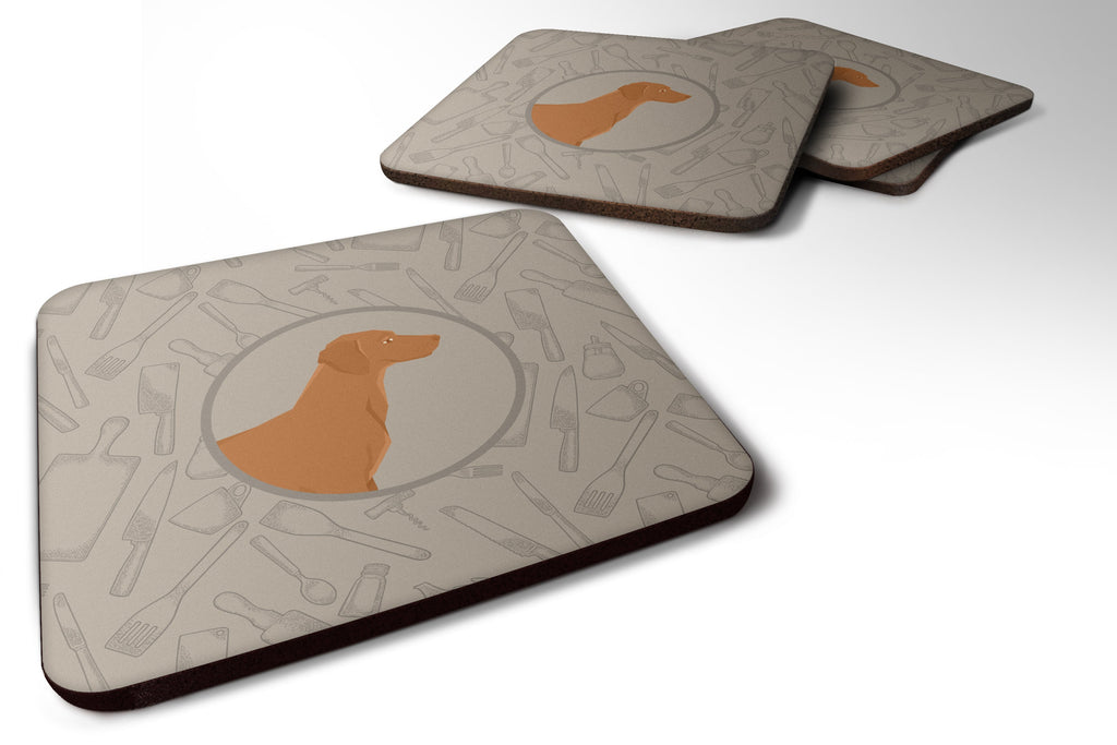 Vizsla In the Kitchen Foam Coasters Set of 4 Cup Coasters for Indoor Outdoor, Tabletop Protection, Anti Slip, Mouse pad Material