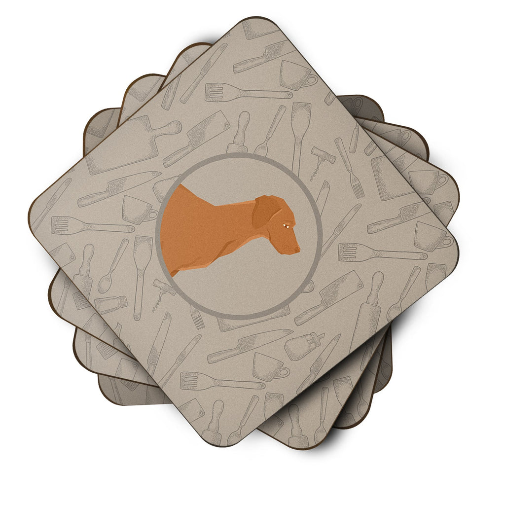 Vizsla In the Kitchen Foam Coasters Set of 4 Cup Coasters for Indoor Outdoor, Tabletop Protection, Anti Slip, Mouse pad Material